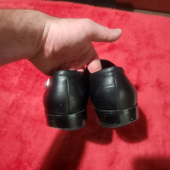 PRADA Milano Black Leather Penny Loafers Buckle Detail Made in Italy Size 41 / 8 - Picture 5 of 7